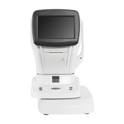 Le patient n'a qu'à placer son menton sur le support de l'ARK-OPT910AI, qui s'ajustera automatiquement à la hauteur appropriée.