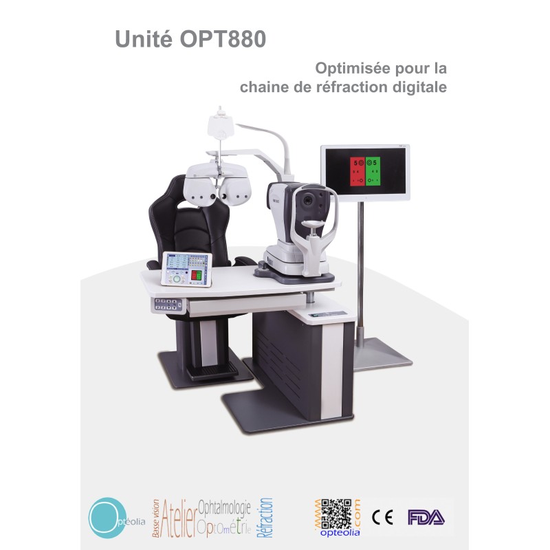 Représentation de l'unité de réfraction entièrement équipée. L''unité est vendue sans les appareils figurants sur cette photo